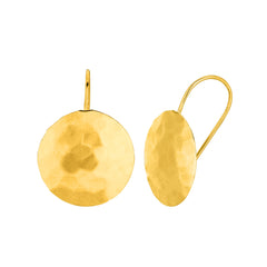 Yellow Gold Hammered Drop Earrings Earring
