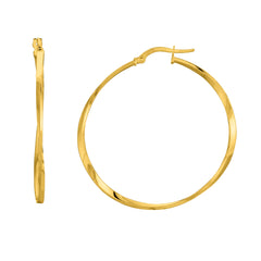 Yellow Gold Polished Twist Hoop Earring