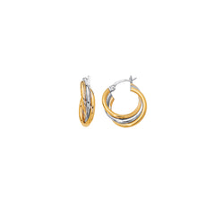 Two-tone Gold Polished Multi-row Hoop Earring