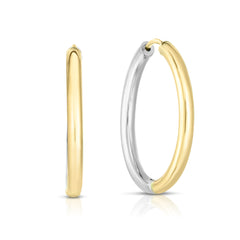 Two-tone Gold Polished Hinged Tube Hoop Earring