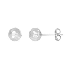 White Gold Diamond Cut/ Textured Ball Stud Earring