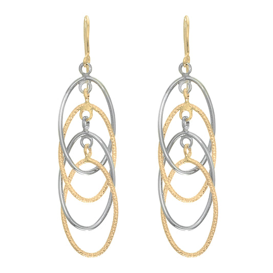 Two-tone Gold Polished Geometric Dangles Earring