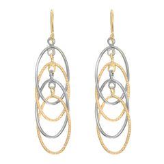 Two-tone Gold Polished Geometric Dangles Earring