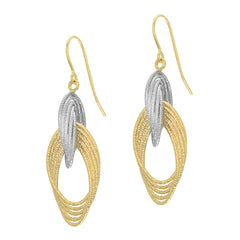 Two-tone Gold Polished Geometric Dangles Earring