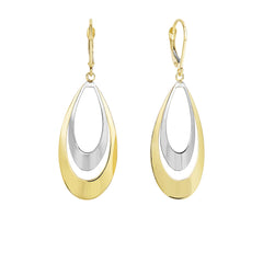 Two-tone Gold Polished Geometric Dangles Earring