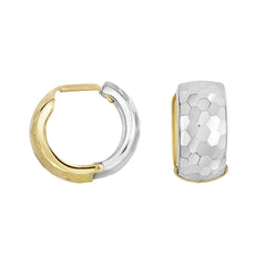 Two-tone Gold Hammered Huggies Earring