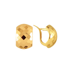 Yellow Gold Diamond Cut/ Textured Huggies Earring