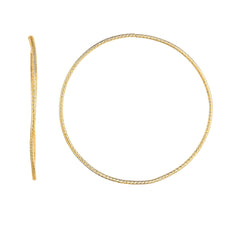 Yellow Gold Diamond Cut/ Textured Endless Hoop Earring