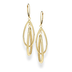 Yellow Gold Polished Geometric Dangles Earring