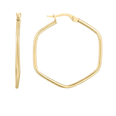 Yellow Gold Polished Geometric Hoops Earring