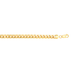 Yellow Gold Polished Semi-solid Miami Cuban Necklace