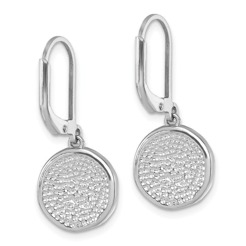 IE-148 Sterling Silver Rhodium-Plated Polished White Crystal Sand Dollar Dangle Earrings