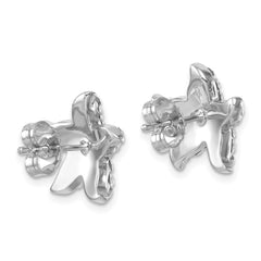 IE-316W Sterling Silver Rhodium-plated Polished White Crystal Starfish Post Earrings