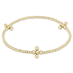 Enewton Signature Cross Gold Pattern 2mm Bead Bracelet - Classic Beaded Signature Cross Gold - 3mm Bead Gold BSCGP2CLSCG3