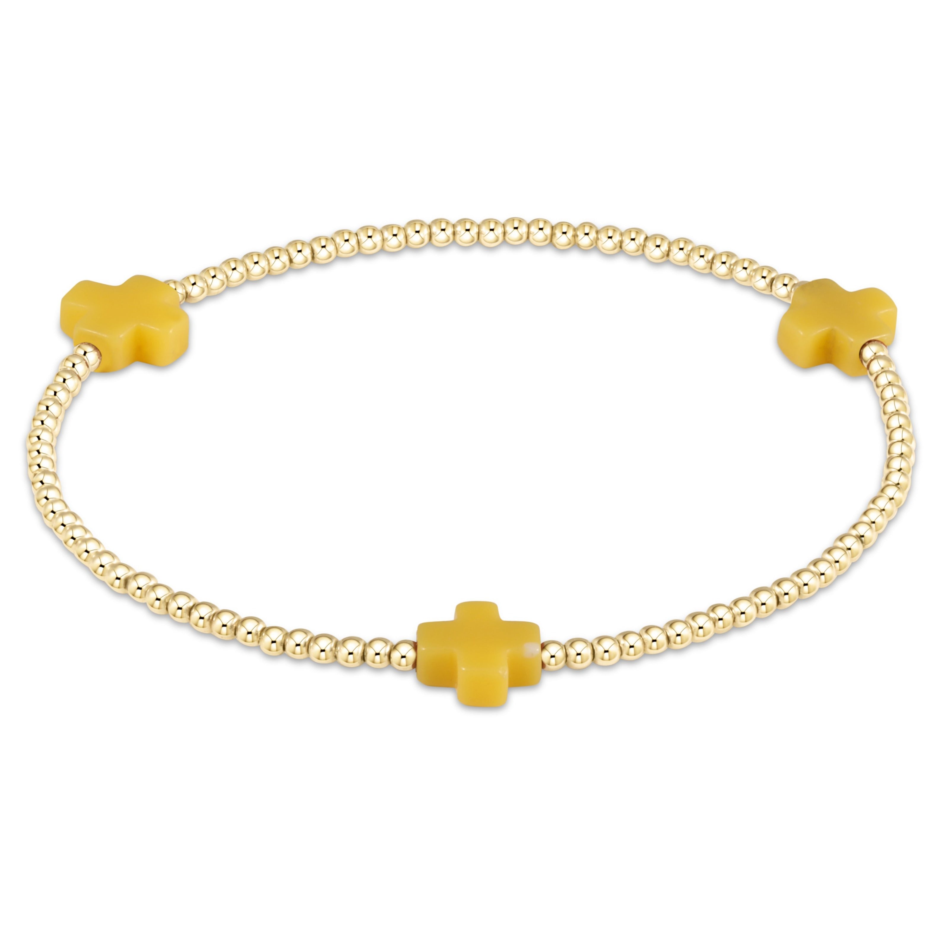Enewton Signature Cross Gold Pattern 2mm Bead Bracelet BSCGP2T