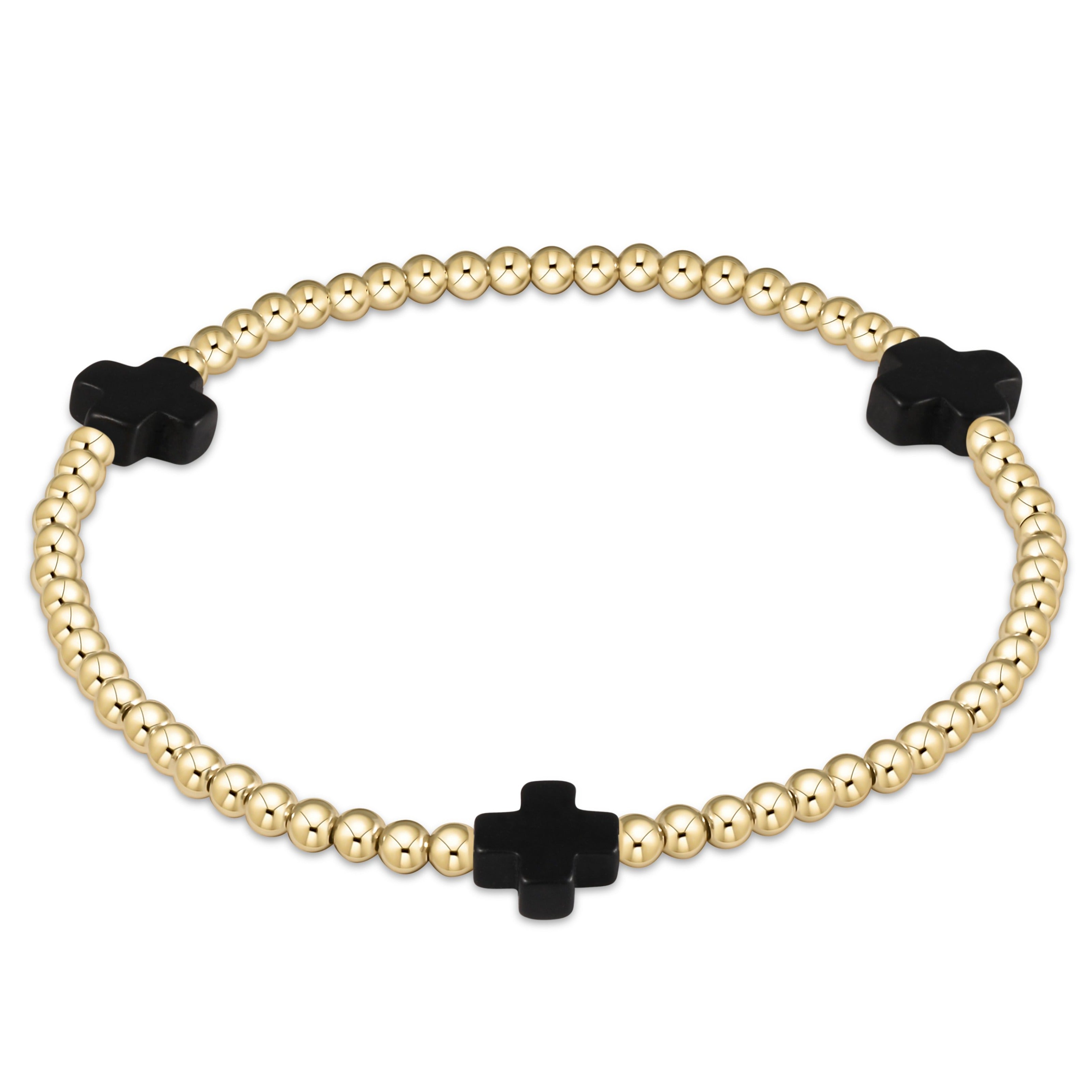 Enewton signature cross gold pattern 3mm bead bracelet BSCGP3OW