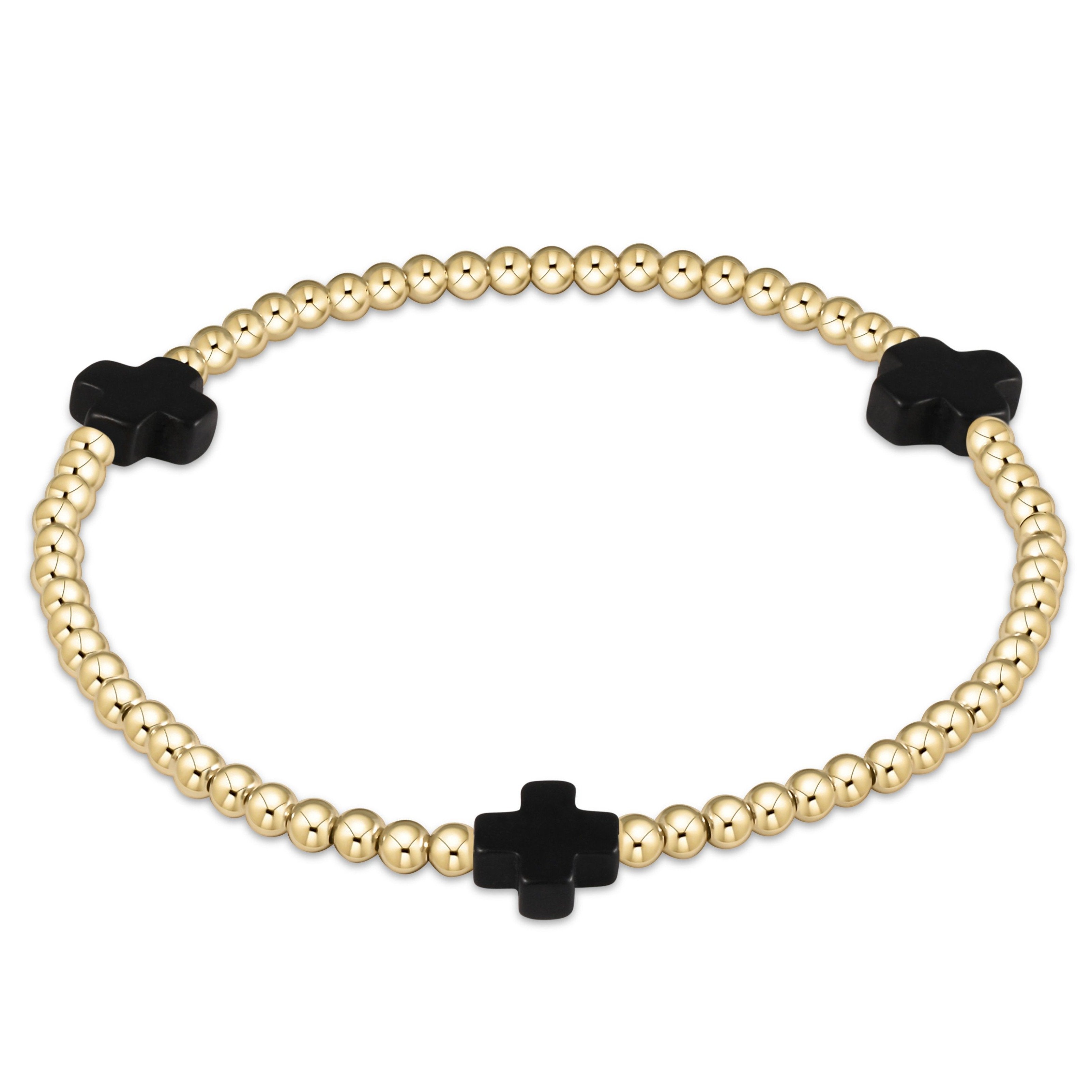 Enewton enewton Extends - Signature Cross Gold Pattern 3mm Bead Bracelet BEXSCGP3OW