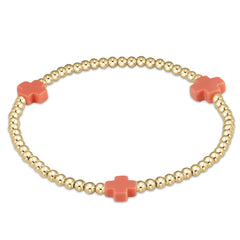 Enewton signature cross gold pattern 3mm bead bracelet BSCGP3OW