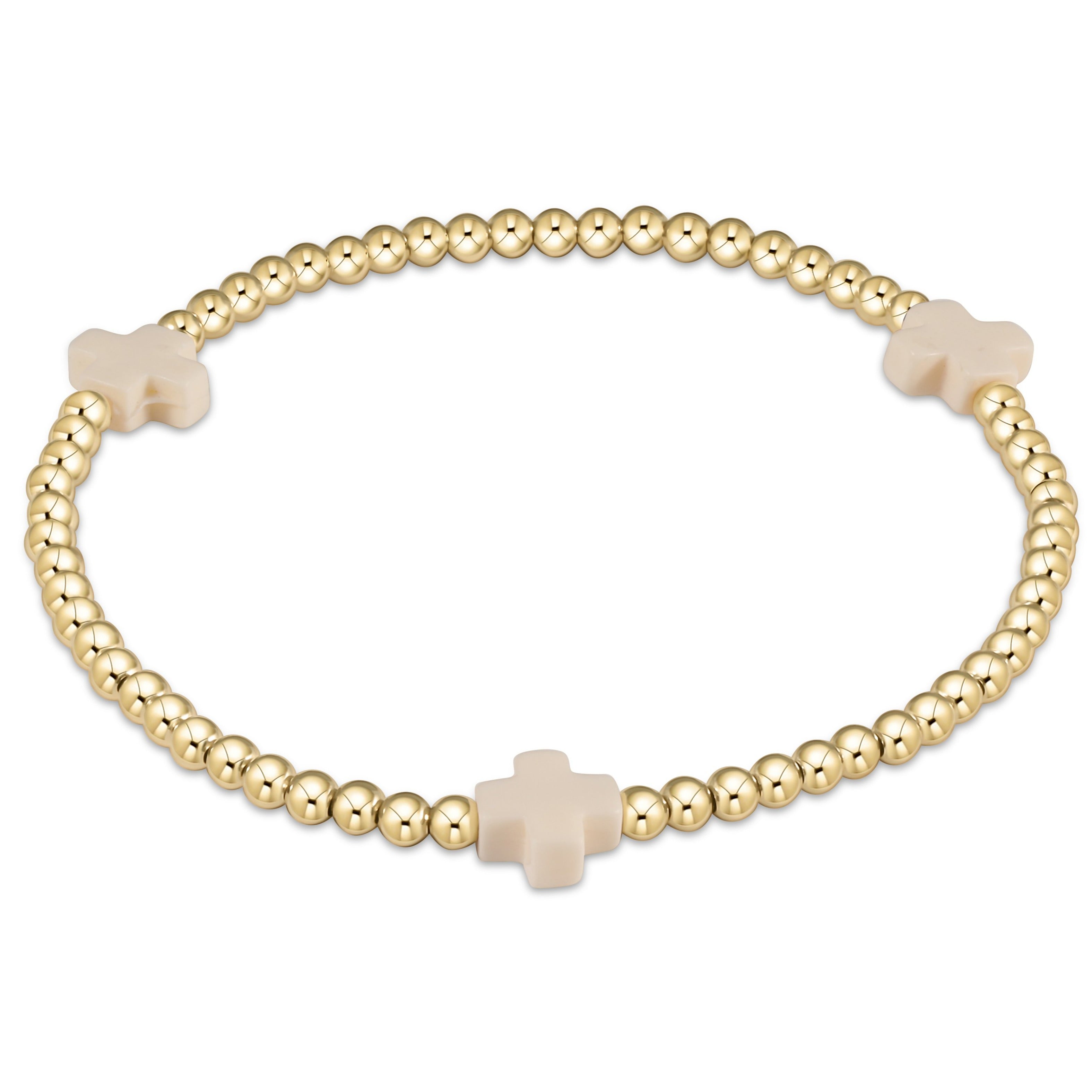 Enewton enewton Extends - Signature Cross Gold Pattern 3mm Bead Bracelet BEXSCGP3OW