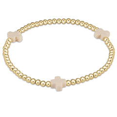 Enewton signature cross gold pattern 3mm bead bracelet BSCGP3OW