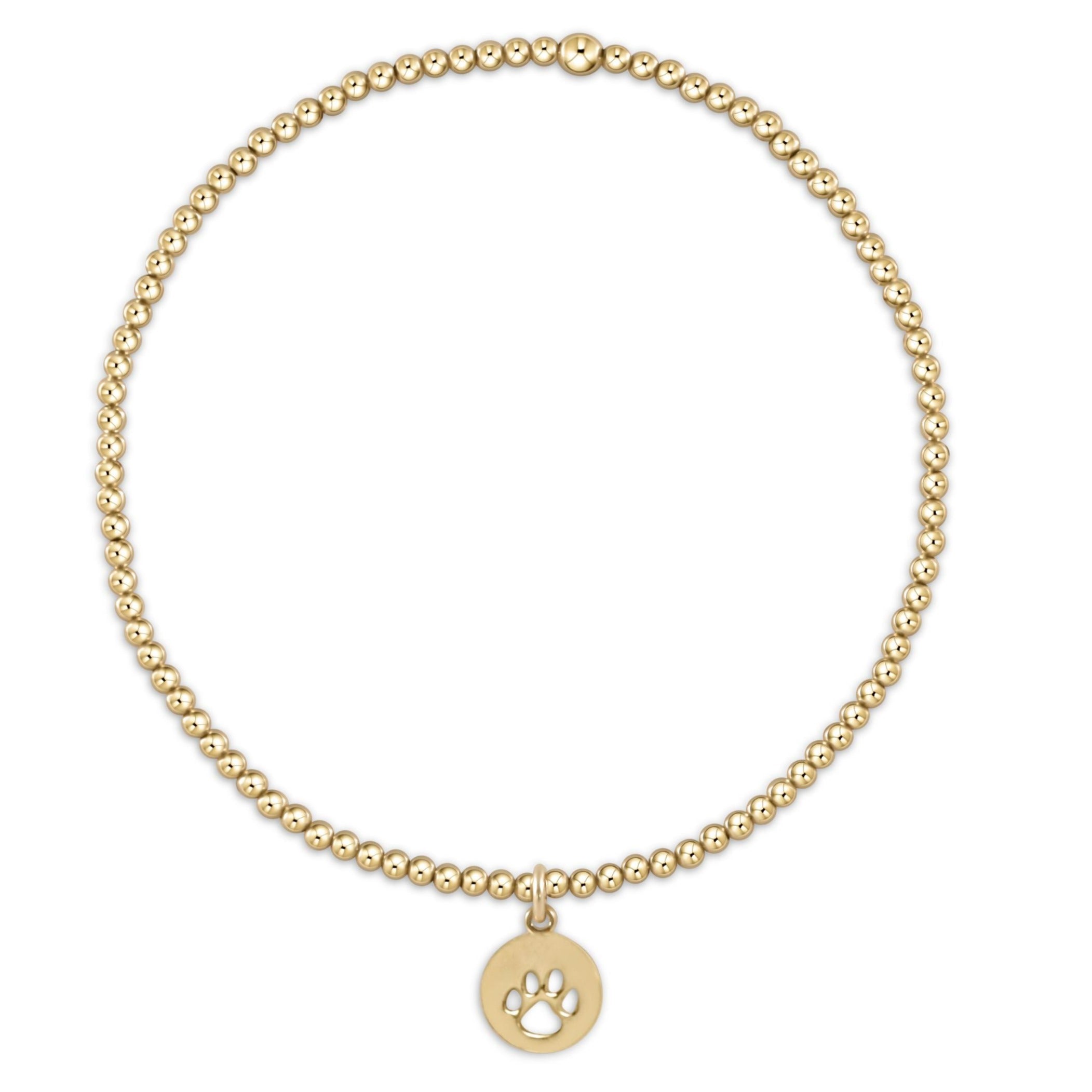 Enewton Classic Gold 2mm Bead Bracelet - Paw Print Small Gold Disc BCLG2PPSMGD