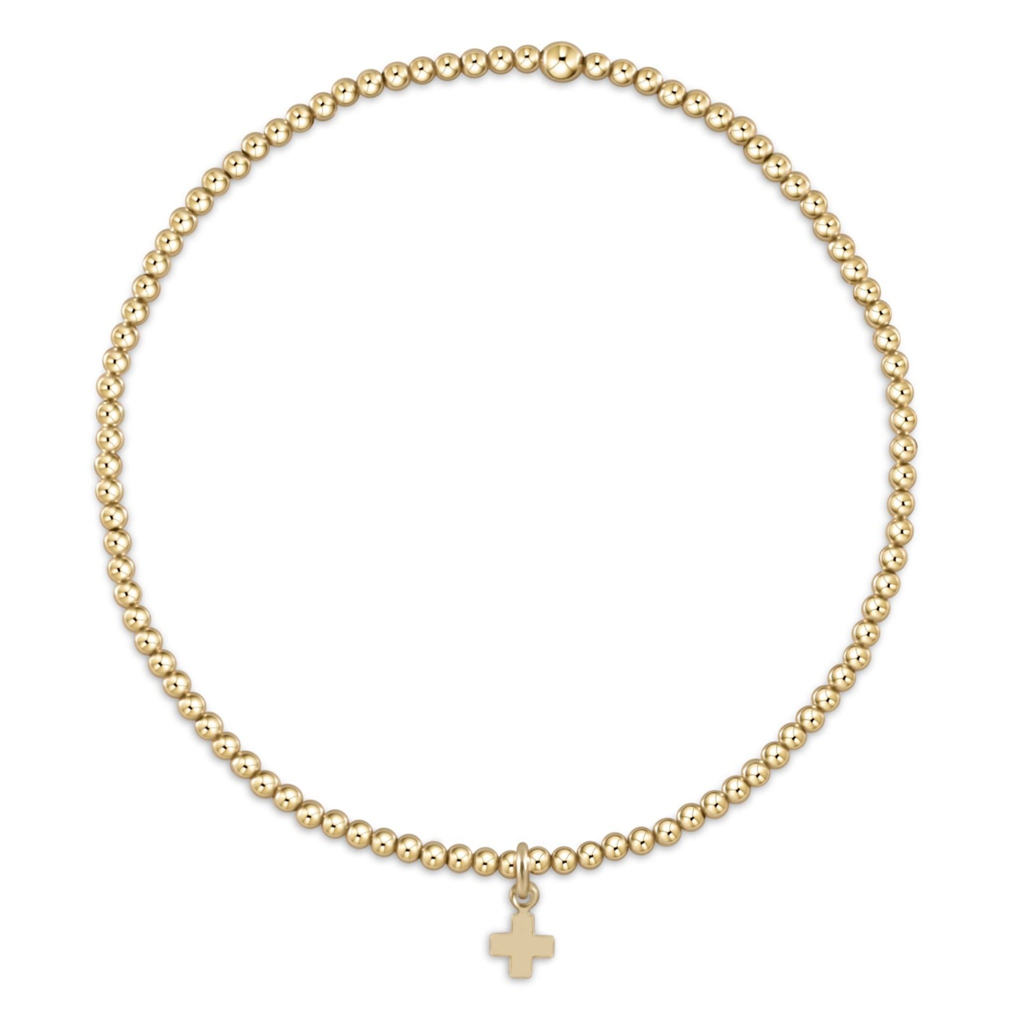 Enewton Classic Gold 2mm Bead Bracelet - Signature Cross Small Gold Charm BCLG2SCSMG