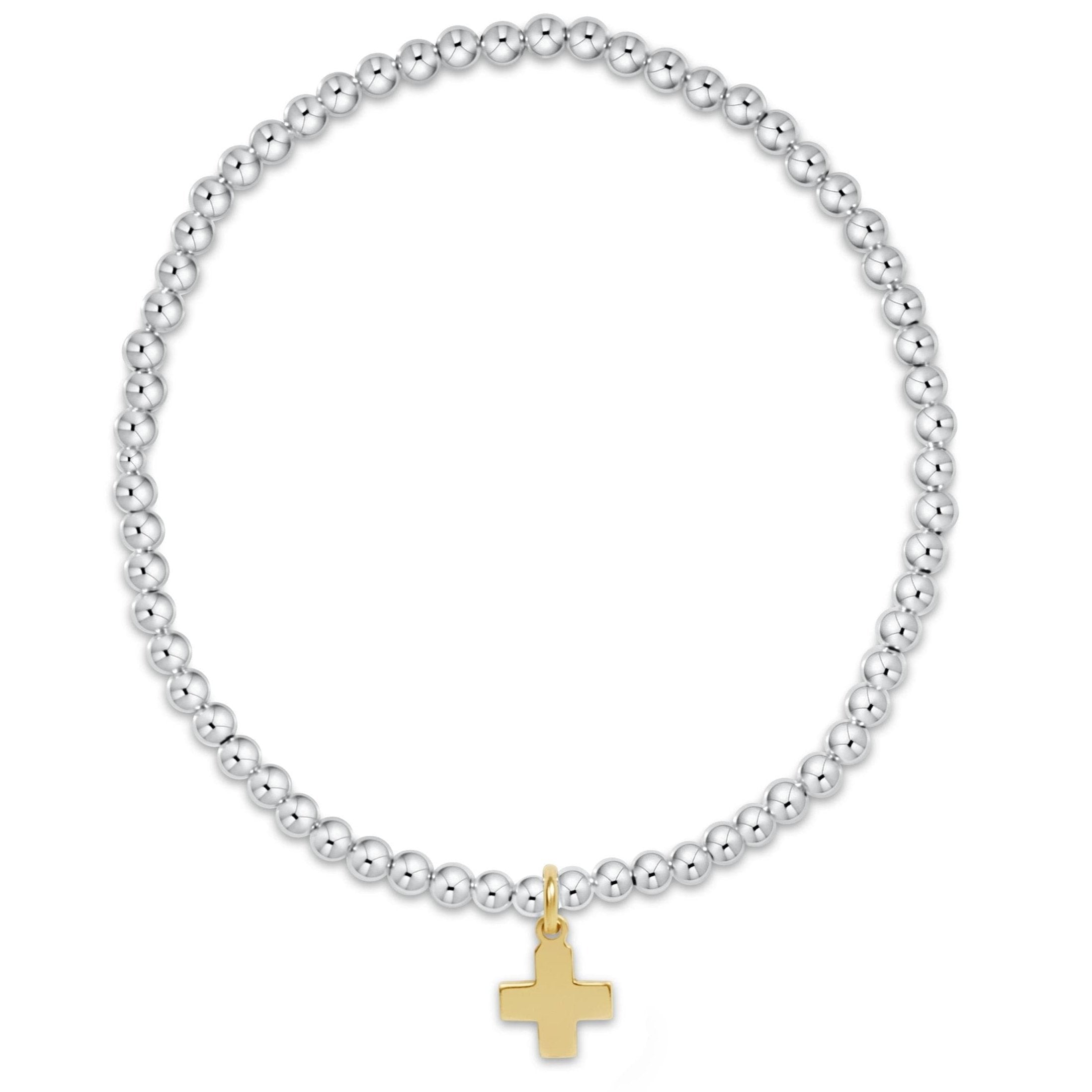 Enewton Classic Sterling Mixed Metal 3mm Bead Bracelet - Signature Cross Gold Charm BCLSS3SCG