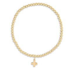 Enewton Classic Gold 3mm Bead Bracelet - Signature Cross Gold Charm BCLG3SCG