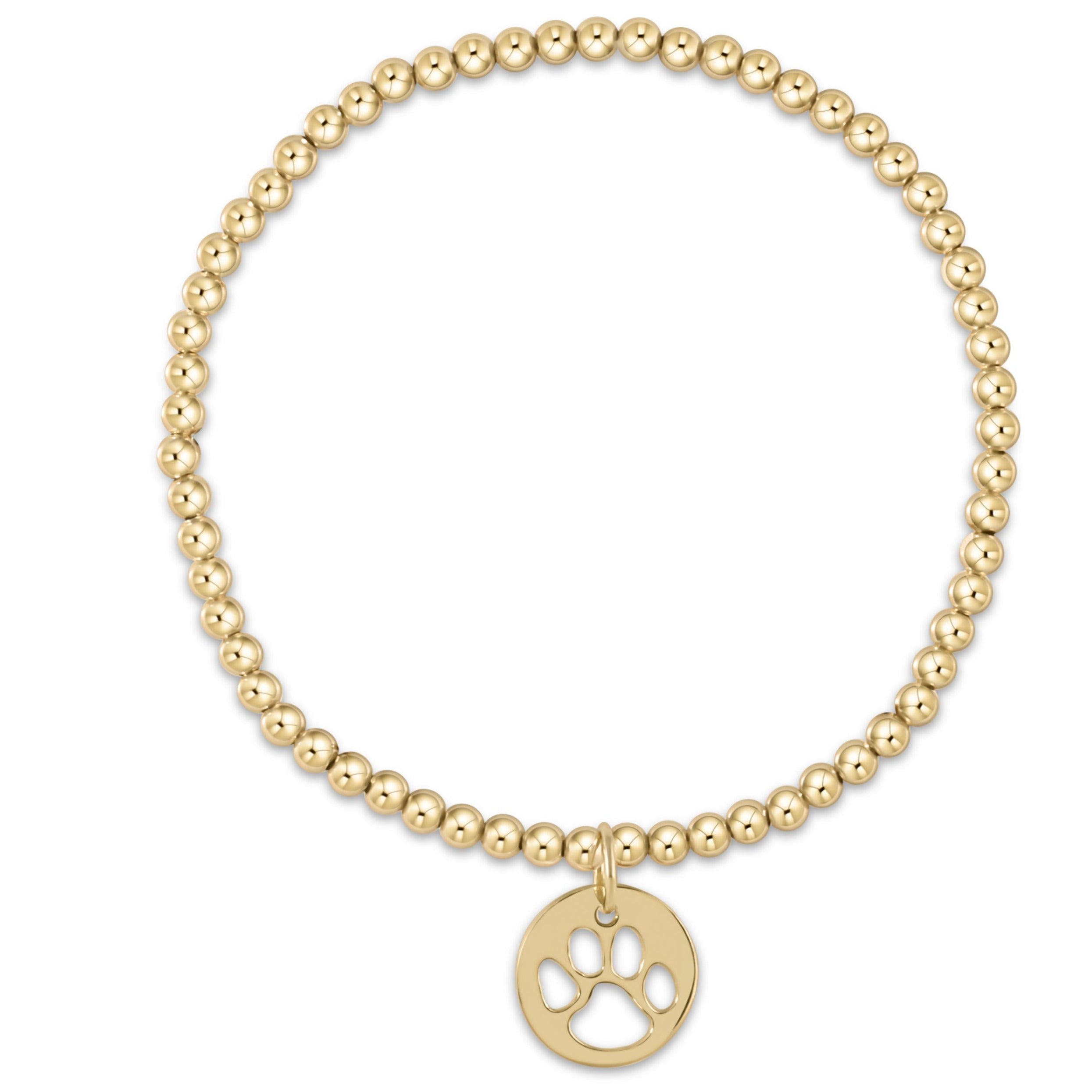 Enewton Classic Gold 3mm Bead Bracelet - Paw Print Gold Disc BCLG3PPGD