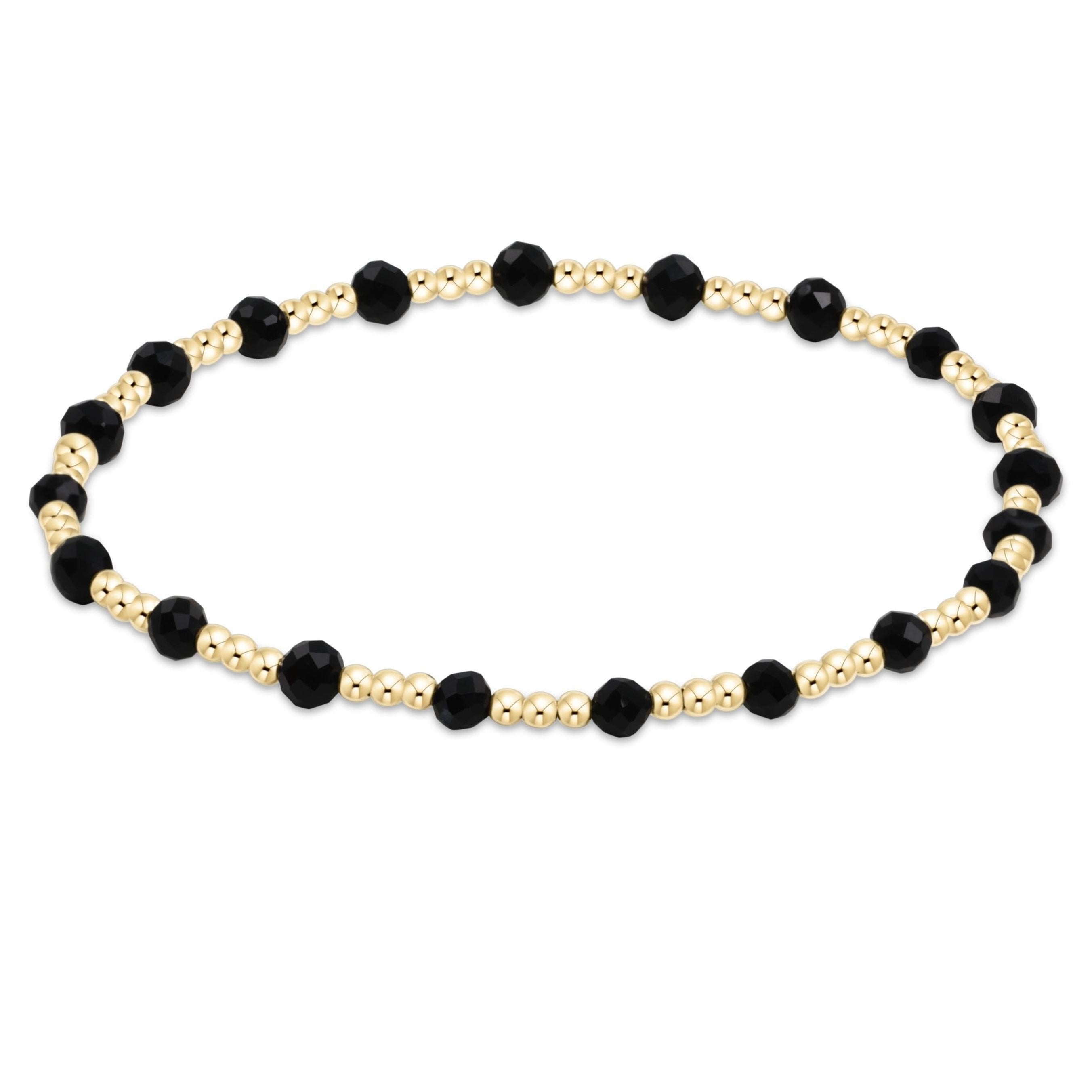 Enewton Gemstone Gold Sincerity Pattern 3mm Bead Bracelet - Faceted Onyx BGEMGSINP3FOX