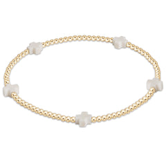Enewton Signature Cross Small Gold Pattern 2mm Bead Bracelet BSCSMGP2OW