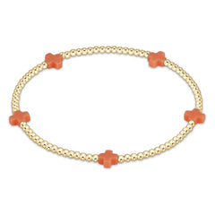 Enewton Signature Cross Small Gold Pattern 2mm Bead Bracelet BSCSMGP2OW