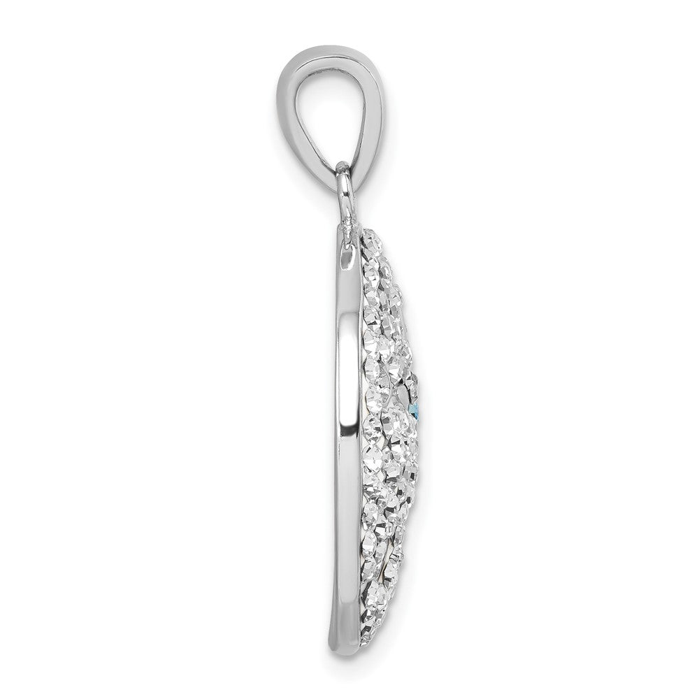 Sterling Silver Rhodium-Plated Polished White Crystal Sand Dollar Pendant IP-003W