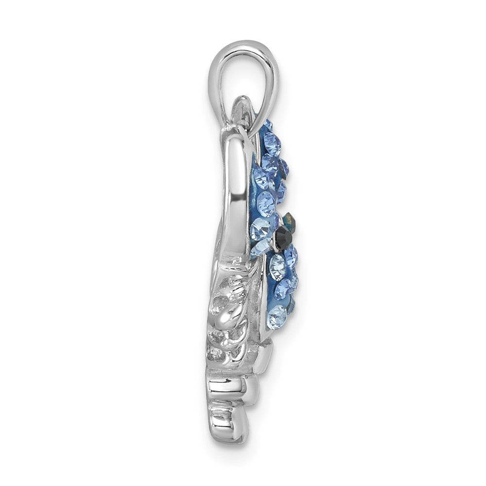 Sterling Silver Rhodium-plated Polished Blue Crystal Lobster Pendant IP-004B