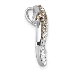 Sterling Silver Rhodium-Plated Polished Gray and White Crystal Dolphin Chain Slide IP-018