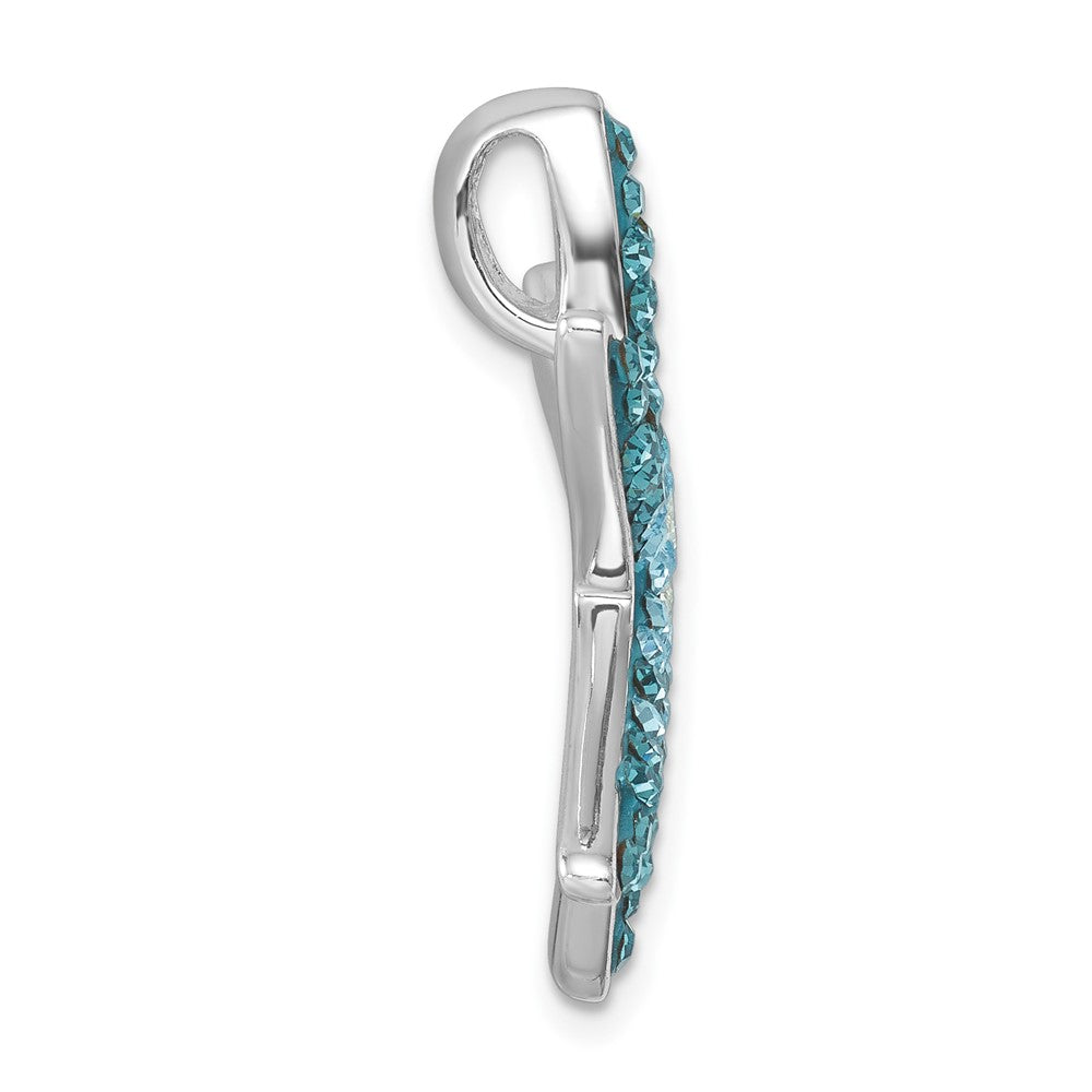 Sterling Silver Rhodium-plated Polished Blue Crystal Star Fish Chain Slide IP-020