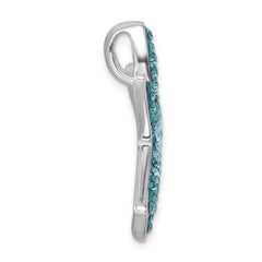 Sterling Silver Rhodium-plated Polished Blue Crystal Star Fish Chain Slide IP-020