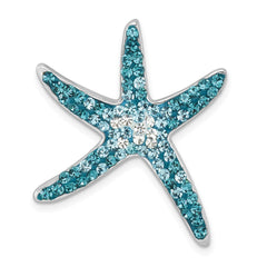 Sterling Silver Rhodium-plated Polished Blue Crystal Star Fish Chain Slide IP-020