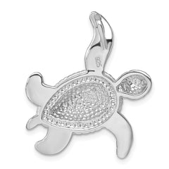 Sterling Silver Rhodium-plated Polished Blue Crystal Turtle Chain Slide IP-024