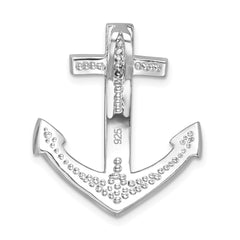 Sterling Silver Rhodium-Plated Polished Crystal Anchor Chain Slide IP-120