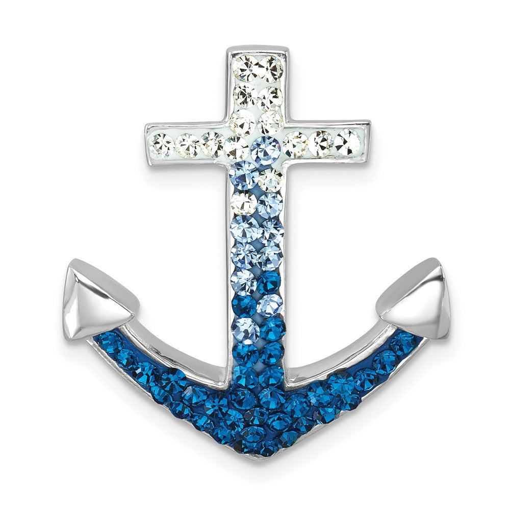 Sterling Silver Rhodium-Plated Polished Crystal Anchor Chain Slide IP-120