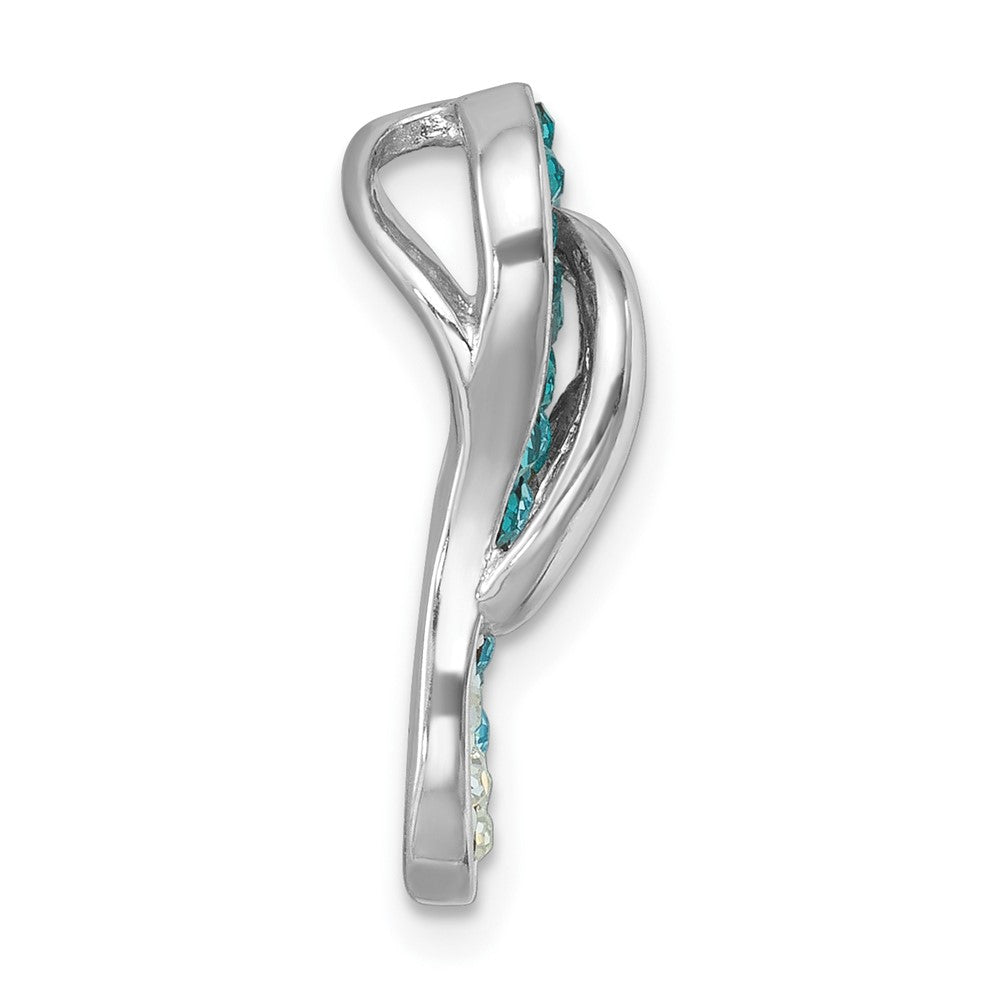 Sterling Silver Rhodium-plated Polished Blue Crystal Flip Flop Chain Slide IP-121