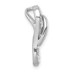 Sterling Silver Rhodium-plated Polished White Crystal Flip Flop Chain Slide IP-121W