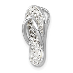 Sterling Silver Rhodium-plated Polished White Crystal Flip Flop Chain Slide IP-121W