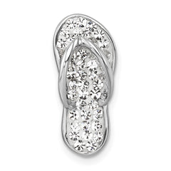 Sterling Silver Rhodium-plated Polished White Crystal Flip Flop Chain Slide IP-121W