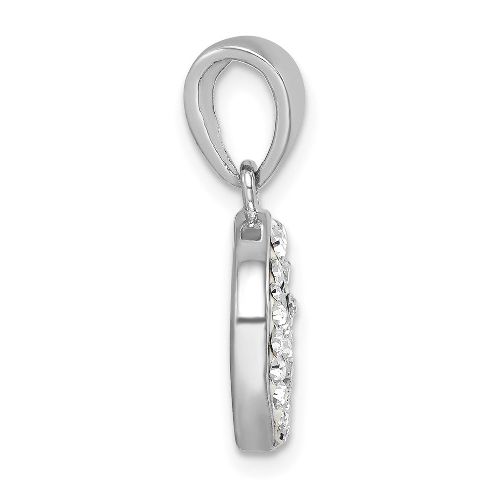 Sterling Silver Rhodium-Plated Polished Crystal Sand Dollar Pendant IP-133