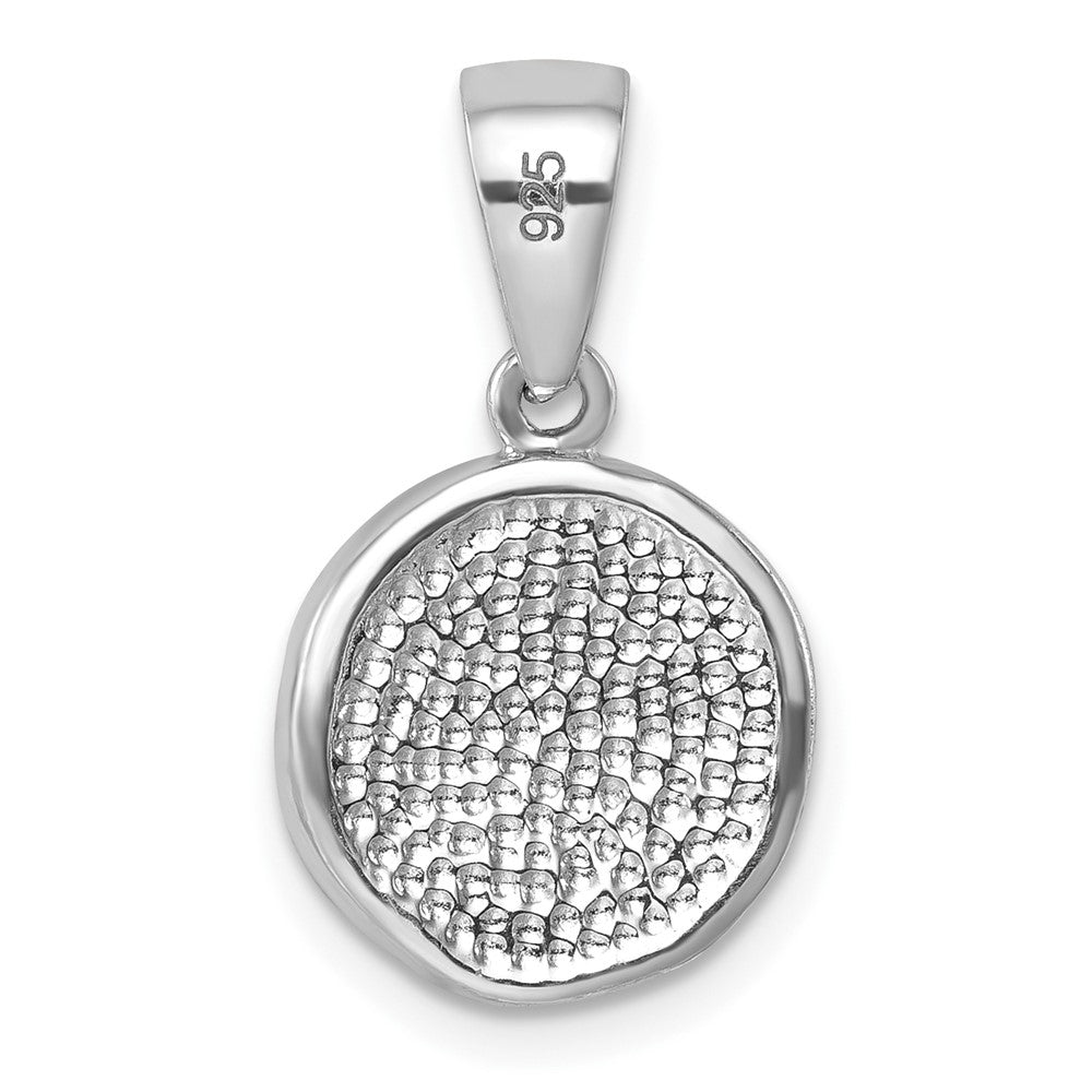 Sterling Silver Rhodium-Plated Polished Crystal Sand Dollar Pendant IP-133