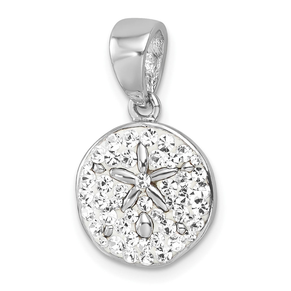 Sterling Silver Rhodium-Plated Polished Crystal Sand Dollar Pendant IP-133