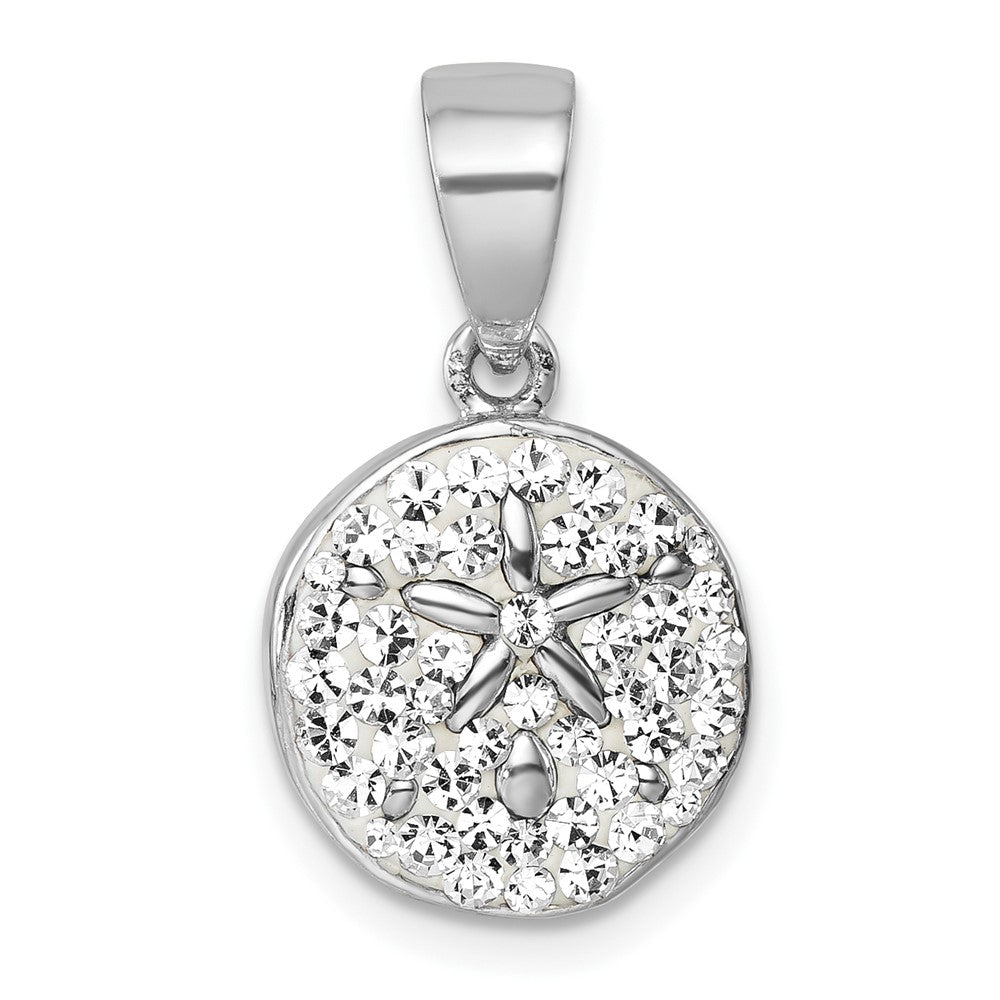 Sterling Silver Rhodium-Plated Polished Crystal Sand Dollar Pendant IP-133