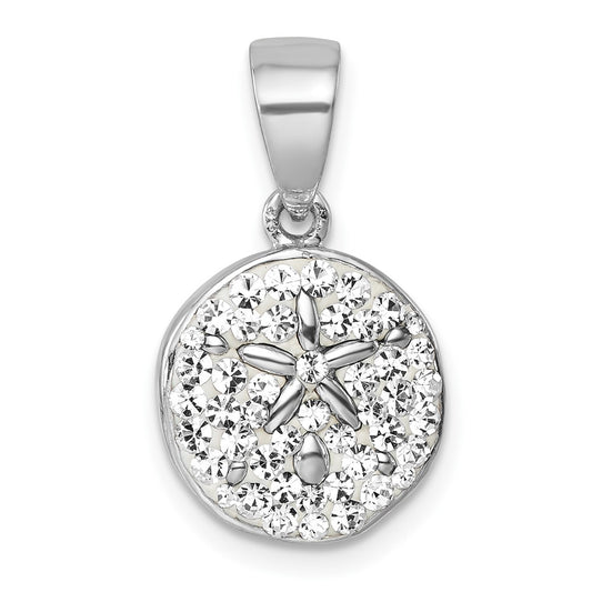 Sterling Silver Rhodium-Plated Polished Crystal Sand Dollar Pendant IP-133